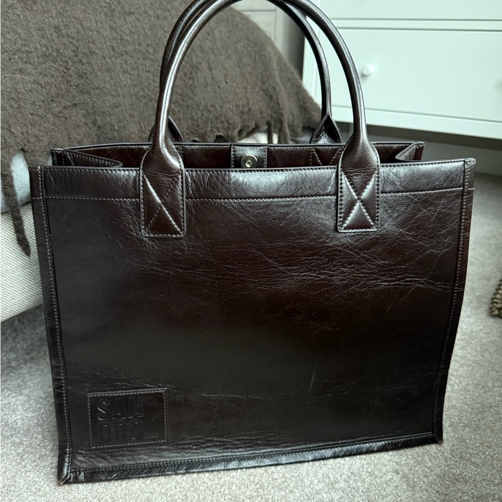 Sandro Dark Brown Leather Tote